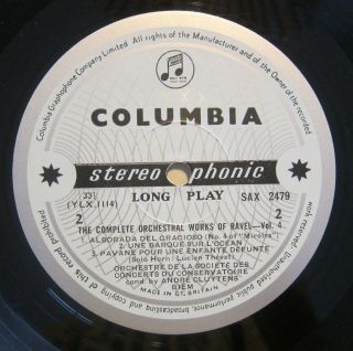 Listen to the FULL record: CLUYTENS Ravel Vol.  4 - Columbia SAX 2479 B/S - ED1 4
