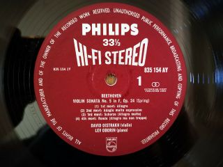 Philips 835150 - 54AY - Beethoven - Violin Sonatas - OISTRAKH OBORIN ULTRA RARE 8