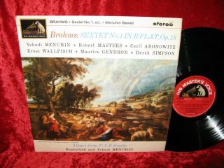 1964 Uk Exc,  Asd 587 1st S/c Stereo Brahms Sextet No.  1 Menuhin,  Wallfisch,  Gendr