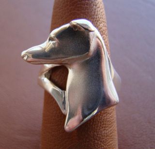 Sterling Silver Greyhound Head Study Ring
