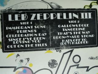 RARE 1970 LED ZEPPELIN III ATLANTIC DJ MONAURAL WHITE LABELS VINYL LP 3