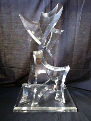 Vintage Large,  Clear Lucite Modern Sculpture,  C.  1970,  21.  5 " Tall On 13 " X 11 " Base