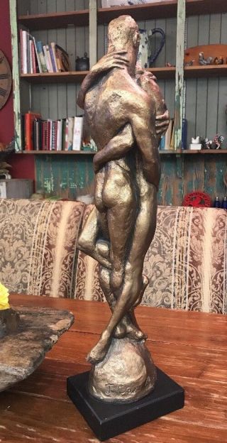 Jerome Cox 1970 Sculpture Nude Male Female Embrace 24” Signed Ceramic