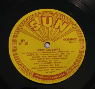 Jerry Lee Lewis - Jerry Lee ' s Greatest Sun Label Rare Vinyl SLP 1265 VG, 5