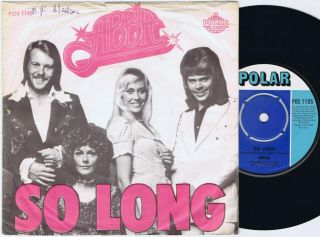 Abba So Long Danish 45ps 1974 Polar - Pink Lettering