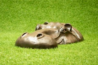 Bronze Resin Hippo,  Hippopotamus Head,  Birthday Gift,  Sculpture,  Garden Decor