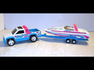 Vintage 1989 Nylint Bay Jammer Pick - Up Truck Trailer Speed Boat Blue/white/pink
