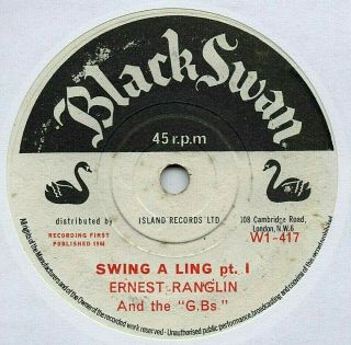 Ernest Ranglin - Swing A Ling 7 " 45 Nr Vinyl Rare Black Swan Graham Bond