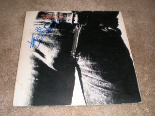 The Rolling Stones Lp Stickey Fingers Zippered Cover Autographed