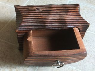 Vntg Old Growth Redwood Prison Art Jewelry Box Made In Pelican Bay State Prison