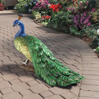 Design Toscano Exclusive Hand Painted Large Regal Peacock Garden Sculpture