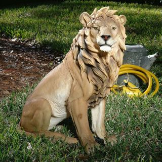 King Of Beasts Lion Design Toscano Exclusive 27 " Hand Painted Sculpture
