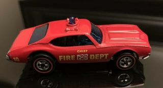1976 Hot Wheels Redline Flying Colors Fire Chief Olds 442 Near