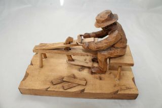 Vintage Gautier Quebec Folk Art Carving Diorama Shingle Maker Draw Knife 6