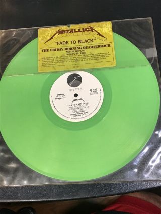 Nm Metallica ‎– Fade To Black - Green Vinyl 12 " Promo W/ Sticker Elektra Ed 5042