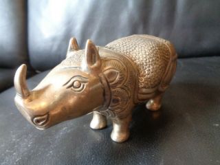 Rare Solid Silver Rhinoceros Antique Figurine,  Than 250 Grs