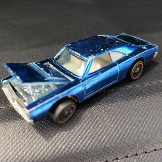 Hot Wheels Redline Custom Dodge Charger Car 1968 Mattel Inc Metallic Blue