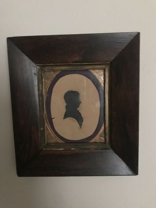 Antique 19th Century Framed Cutout Silhouette Of Young Boy Brass Sheet Frames 3