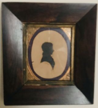 Antique 19th Century Framed Cutout Silhouette Of Young Boy Brass Sheet Frames 5