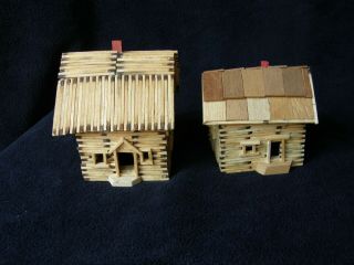 2 Matchstick Houses Handcrafted Tramp/prisoner/folk Art