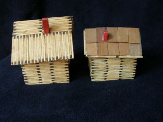 2 Matchstick Houses Handcrafted Tramp/Prisoner/Folk Art 3