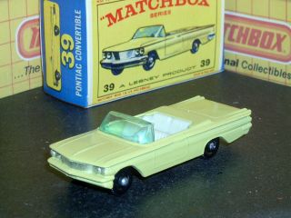Matchbox Lesney Pontiac Convertible 39 B9 Bpw Yellow Black Sc15 Vnm Crafted Box