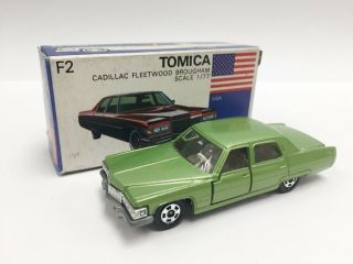 Tomica F2 - 1 - 10 Cadillac Fleetwood Brougham (m.  L.  Green With Rare White Seat)