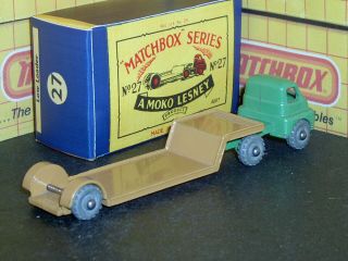 Matchbox Moko Lesney Bedford Low Loader 27 b1 MW lt green SC1 EX/NM crafted box 2