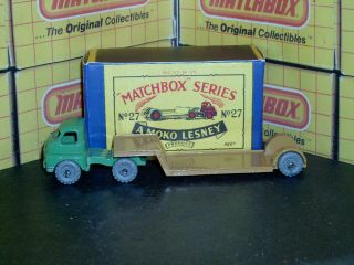 Matchbox Moko Lesney Bedford Low Loader 27 b1 MW lt green SC1 EX/NM crafted box 3