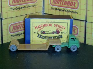 Matchbox Moko Lesney Bedford Low Loader 27 b1 MW lt green SC1 EX/NM crafted box 4