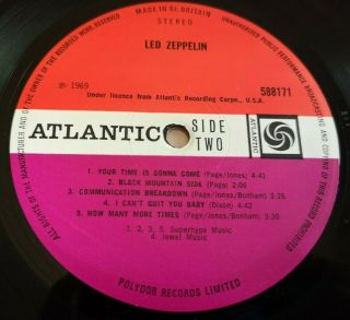 Led Zeppelin LP 1 Same UK Atlantic 1st press Superhype Uncorrected & PLAYS 6