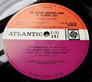 The Allman Brothers Band At Fillmore East 1971 Uk Atlantic 1st Press