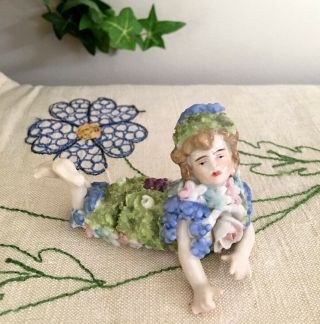 Antique Elfinware German Rare Child Girl Woman Doll Mossware