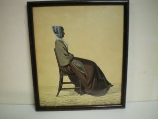Antique Silhouette With Hand Painted Watercolor Details 1850 