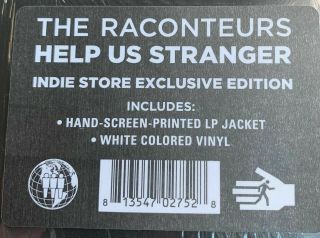 THE RACONTEURS Help Us Stranger WHITE VINYL LP screen print Jack White Stripes 2