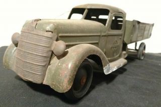 Buddy L Vintage Army Truck Pressed steel 1940 ' s vintage w grill no tailgate/ top 2