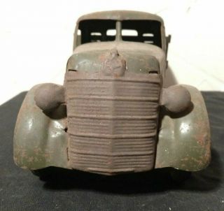Buddy L Vintage Army Truck Pressed steel 1940 ' s vintage w grill no tailgate/ top 3