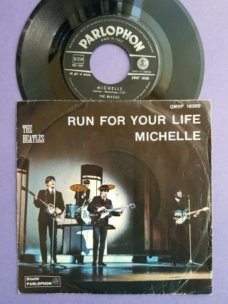 Italy Beatles 7 " Vinyl 45 Run For Your Life / Michelle 1966 Ps Picture Sleeve