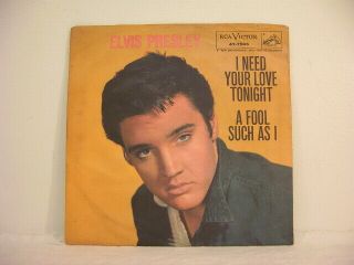 Elvis Presley - I Need Your Love Tonight - Orig 1959 Rca 45 Rpm & Rare Pic Slv