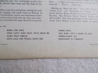 BILLIE HOLIDAY BODY AND SOUL 1957 MONO LP VERVE MGV - 8197 2nd PRESS ca.  1962 VG 4