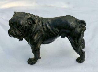 Large Cast Metal English Bulldog Door Stop Bronze Patina Finish Dog Figure