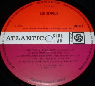 LED ZEPPELIN 1st LP 1969 ATLANTIC 1st Press TURQUOISE COVER UNCORRECTED 4