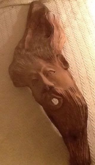 Haitian Art Carved Wooden Driftwood Mask Face Man W/ Beard 26 " X 10 " Primitive