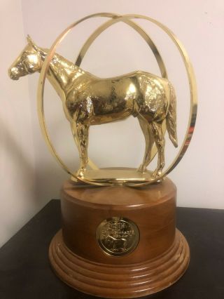 Aqha World Golden Horse Show Trophy,  16 " High X 9 ",  Horse Is 10 1/2 X 8 ",  2004