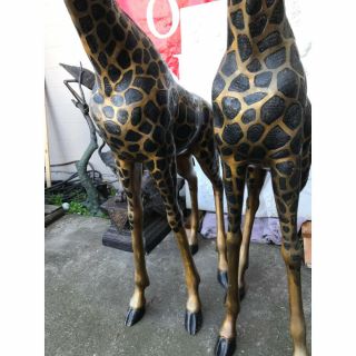 Large Multi - Patinated Bronze Giraffe Statues 10
