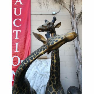 Large Multi - Patinated Bronze Giraffe Statues 12