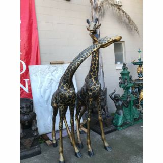 Large Multi - Patinated Bronze Giraffe Statues