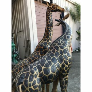 Large Multi - Patinated Bronze Giraffe Statues 5