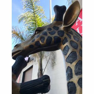 Large Multi - Patinated Bronze Giraffe Statues 6