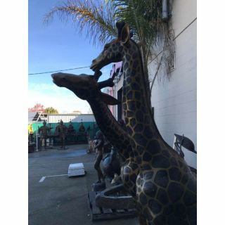 Large Multi - Patinated Bronze Giraffe Statues 9